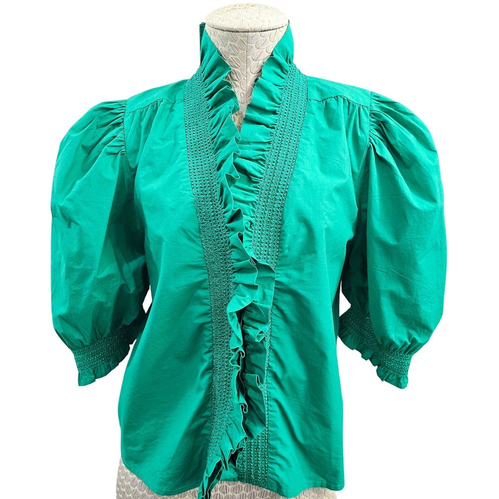 Elegant Green Ruffle Blouse